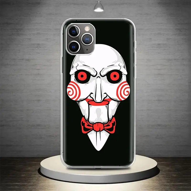 The Jigsaw Killer Horror Phone Case Cover for iPhone 11 12 13 Mini 14 15 16 Pro Max 7 Plus X XS XR 8 SE Soft Pattern Coque Funda