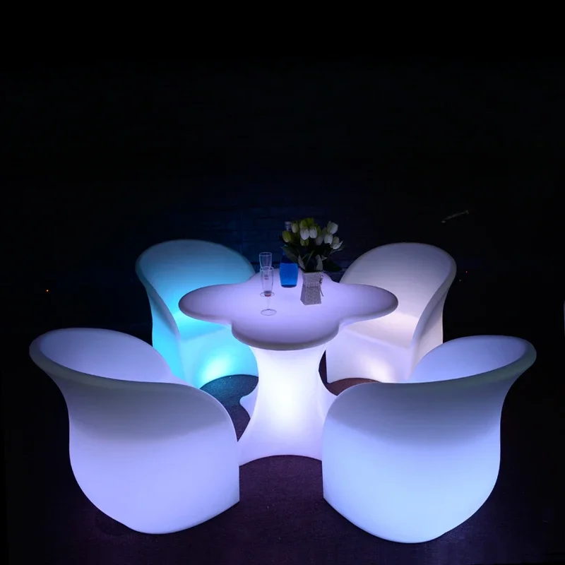 Light-emitting combination plum table and chair KTV personalized scattered color coffee table table