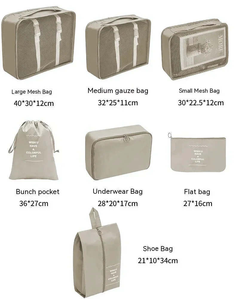 7/10 Teile/satz Reise Veranstalter Lagerung Taschen Koffer Verpackung Würfel Fällen Tragbare Kleiderschrank Gepäck Kleidung Schuh Beutel Falten – Detail 2