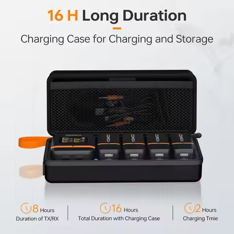 Comica Vimo Q Four Channel 2.4G Mini Wireless Microphone with Charging Box for Camera Smartphone PC Live Streaming Interviews