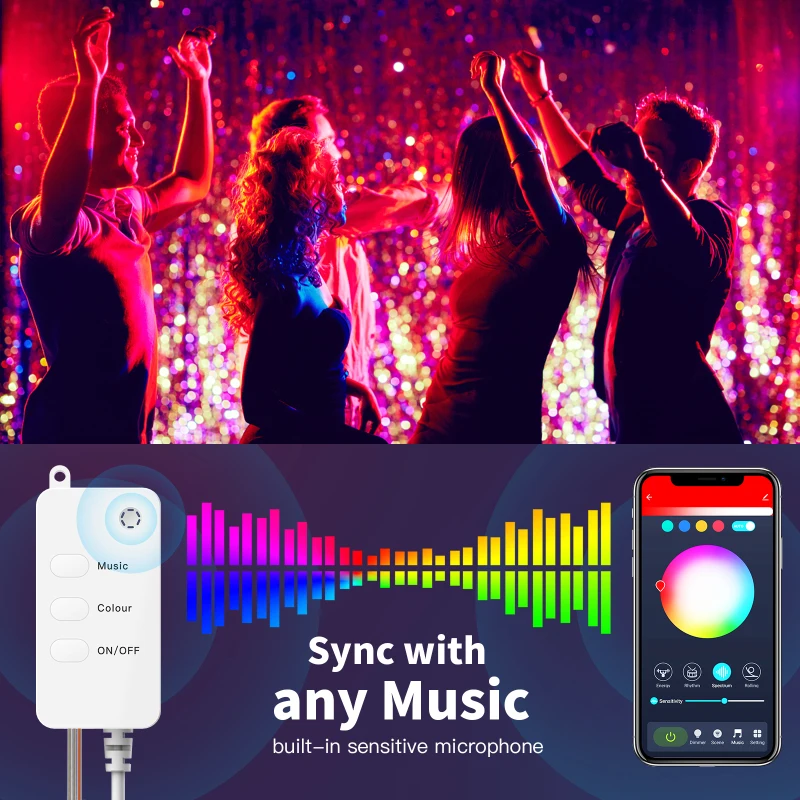 Tuya WiFi LED Strip Smart Home RGB String Light Music Sync RF Remote Waterproof USB 5V Via Smart Life Alexa Google Home Alice