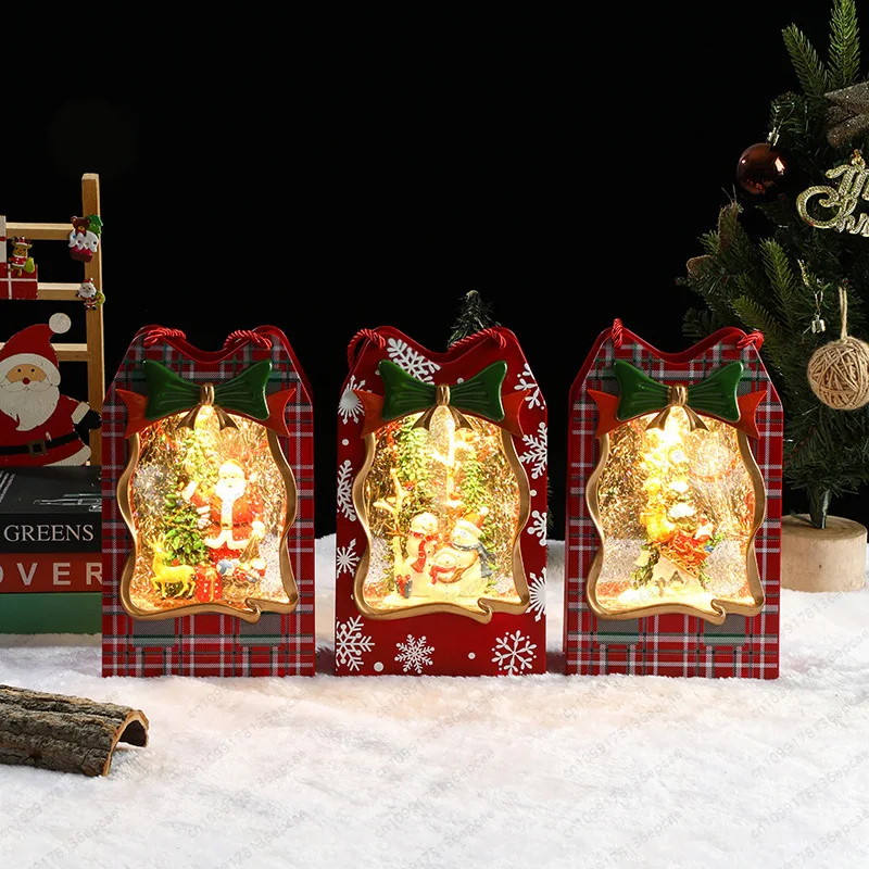 Christmas glow with music gift bag music box tote bag ornament snow music box Christmas
