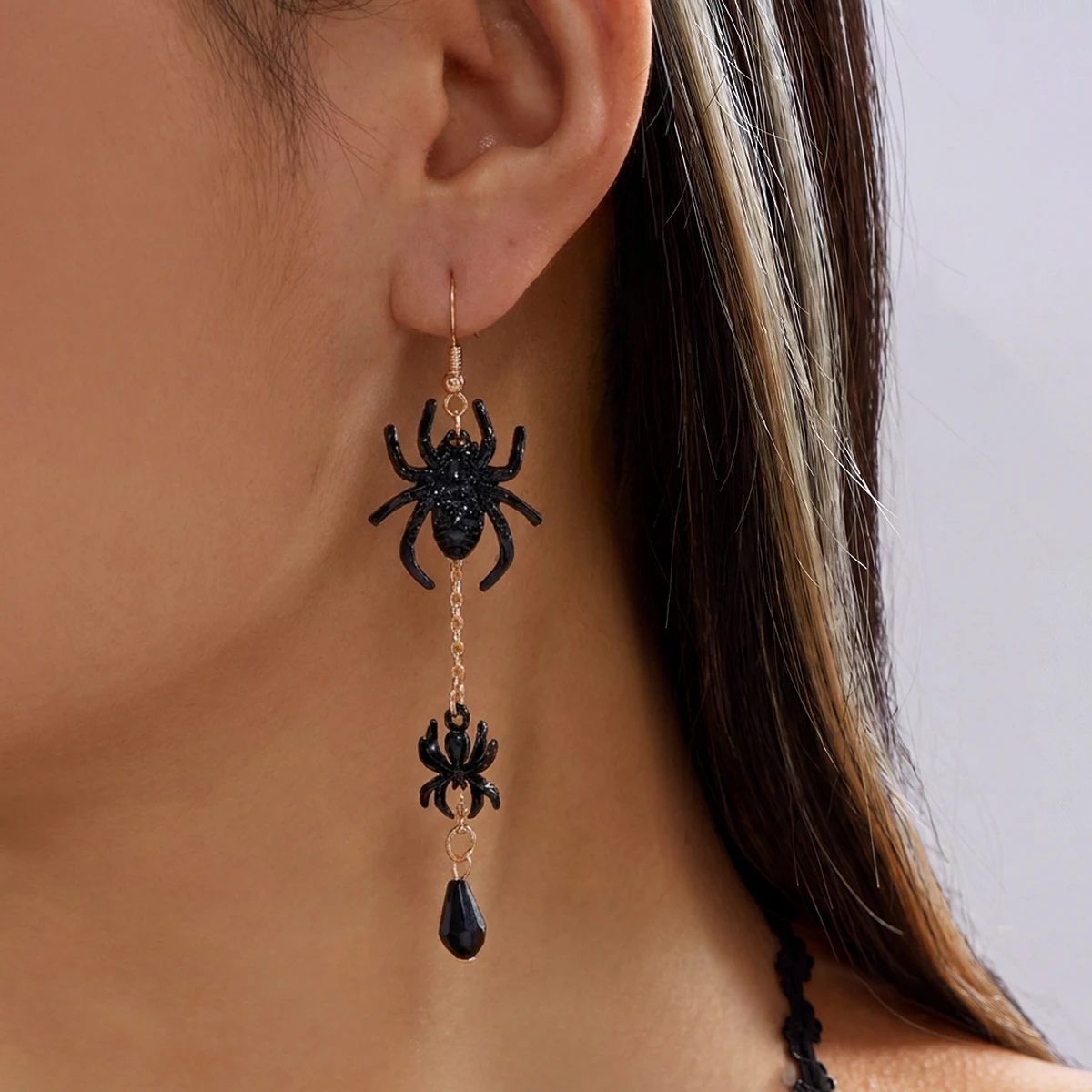 Halloween Black Widow Spider Tassel Dangle Earrings For Women Gothic Witchy Animal Long Earring Dark Aesthetic Costume Jewelry