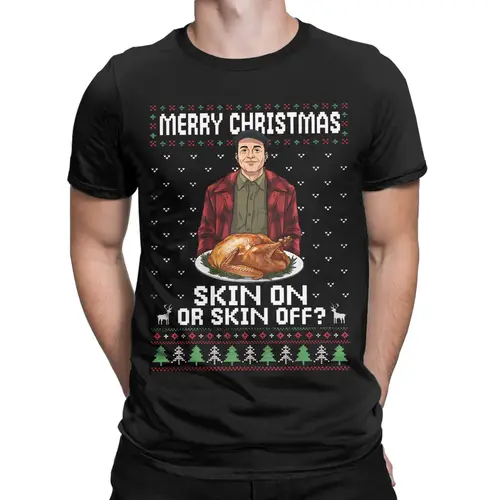 Imagen 2 del producto Charlie Hunnam como Ed Gein Feliz Navidad Piel o Piel Off Camisetas Ropa de algodón unisex Ropa de calle Cuello redondo Manga corta