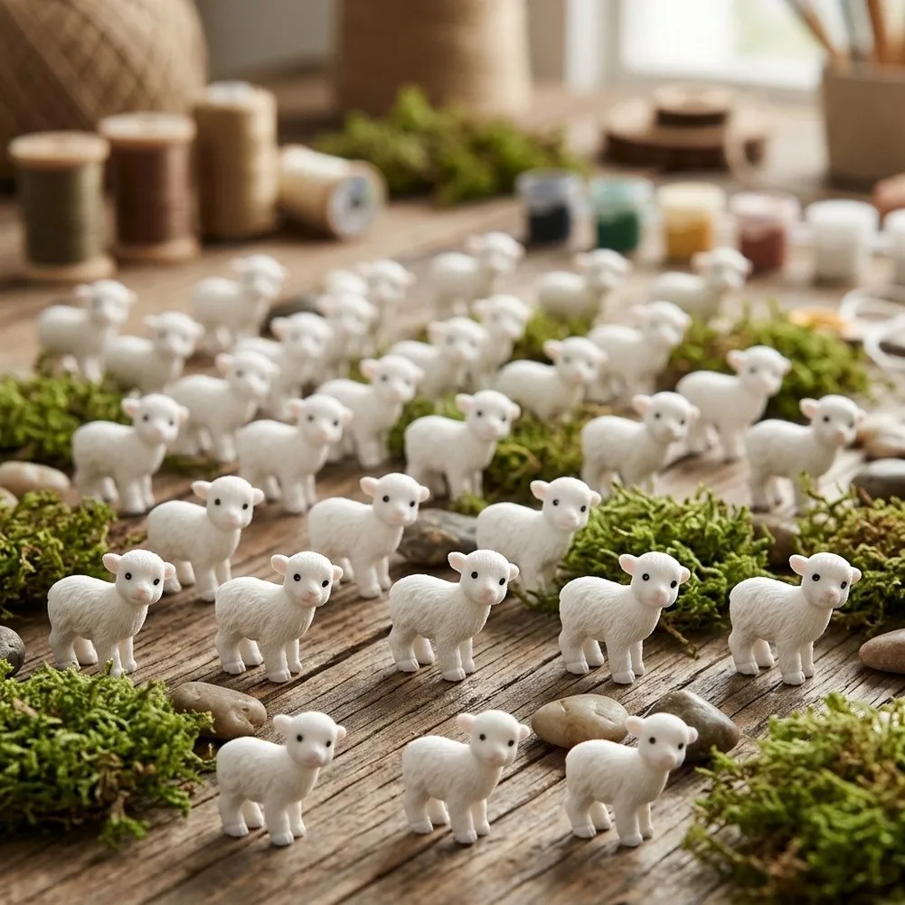 For Festive Celebrations 2.2x2.2cm Resin Goat Figurines Crafting Supplies For Scrapbooking Craft Decoration Supplies