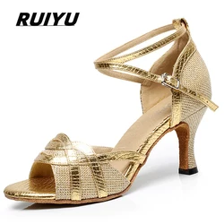 Latin Shoes Women's Salsa Tango Ballroom Party Women's Shoes Gold Black Silver High Heel Summer Women's Sandals Dance Sneakers