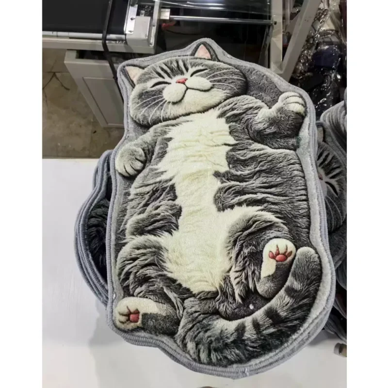 80x200cm Cute Cat Rug Faux Cashmere Anti Slip Bedroom Bedside Floor Mat Living Room Sofa Area Rug Washable Door Carpet