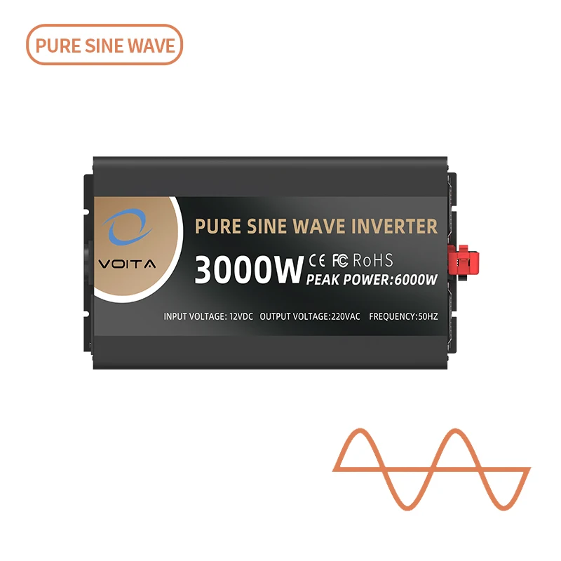 Long Life  3000W pure sine wave inverter 6000W peak power DC12v 24v 48v to AC110v 220v with fashion design