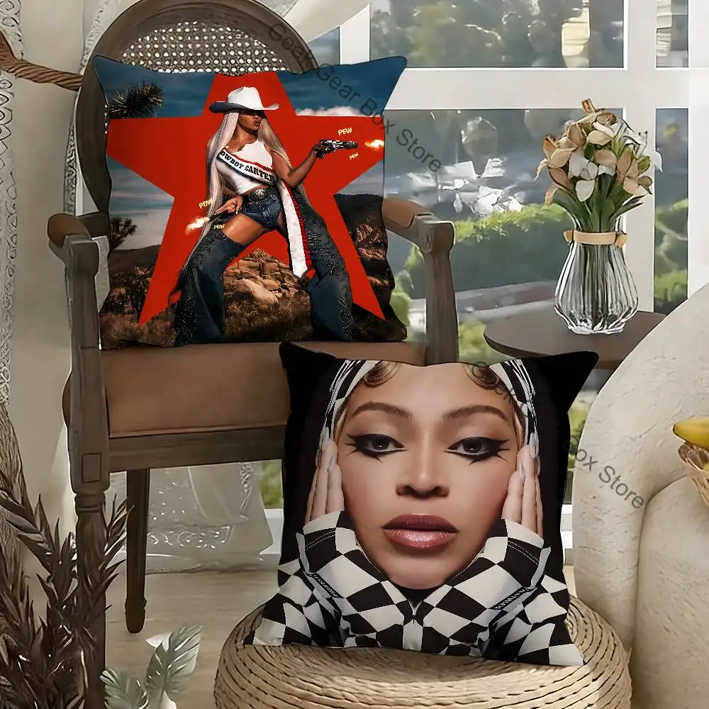 B-Beyonce COWBOY CARTER Pillow Case For Sofa Decor Car Office Room Printing Cushion Cover Decorations and Protector