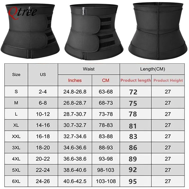 Qtree Men Waist Trainer Slimming Body Shaper Weight Loss Shapewear Belt Belly Shapers Sweat Trimmer Belt Reducing Slim Girdle