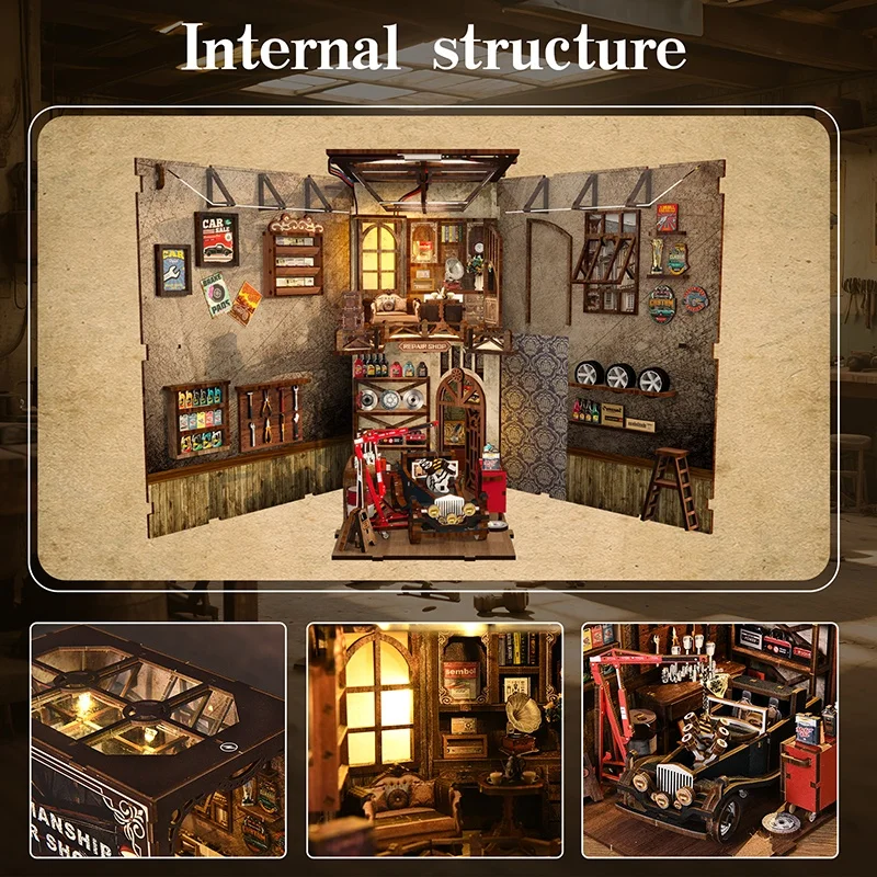 Casetta in Miniatura in Legno Fai-da-Te, Decorazione per Libreria, Puzzle 3D in Legno con Copertura Antipolvere, Idea Regalo