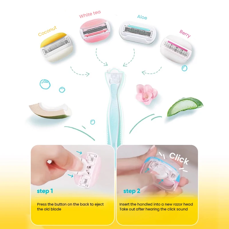 Gillette Venus Razor Blade Refills Cartridges White Tea, Deluxe Smooth/ Skin Cushion Smooth Shaving hair