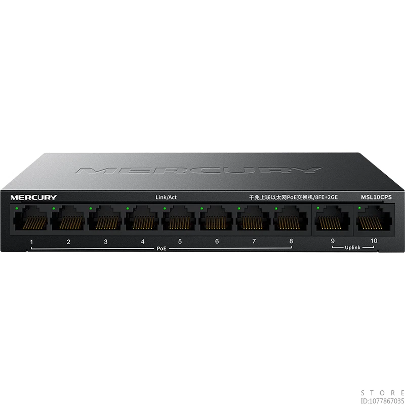 MERCURY 8-port 10/100Mbps PoE @65W+2 Ports Gigabit Uplink Network Switch Unmanaged, Ethernet Splitter, Plug & Play MSL10CP