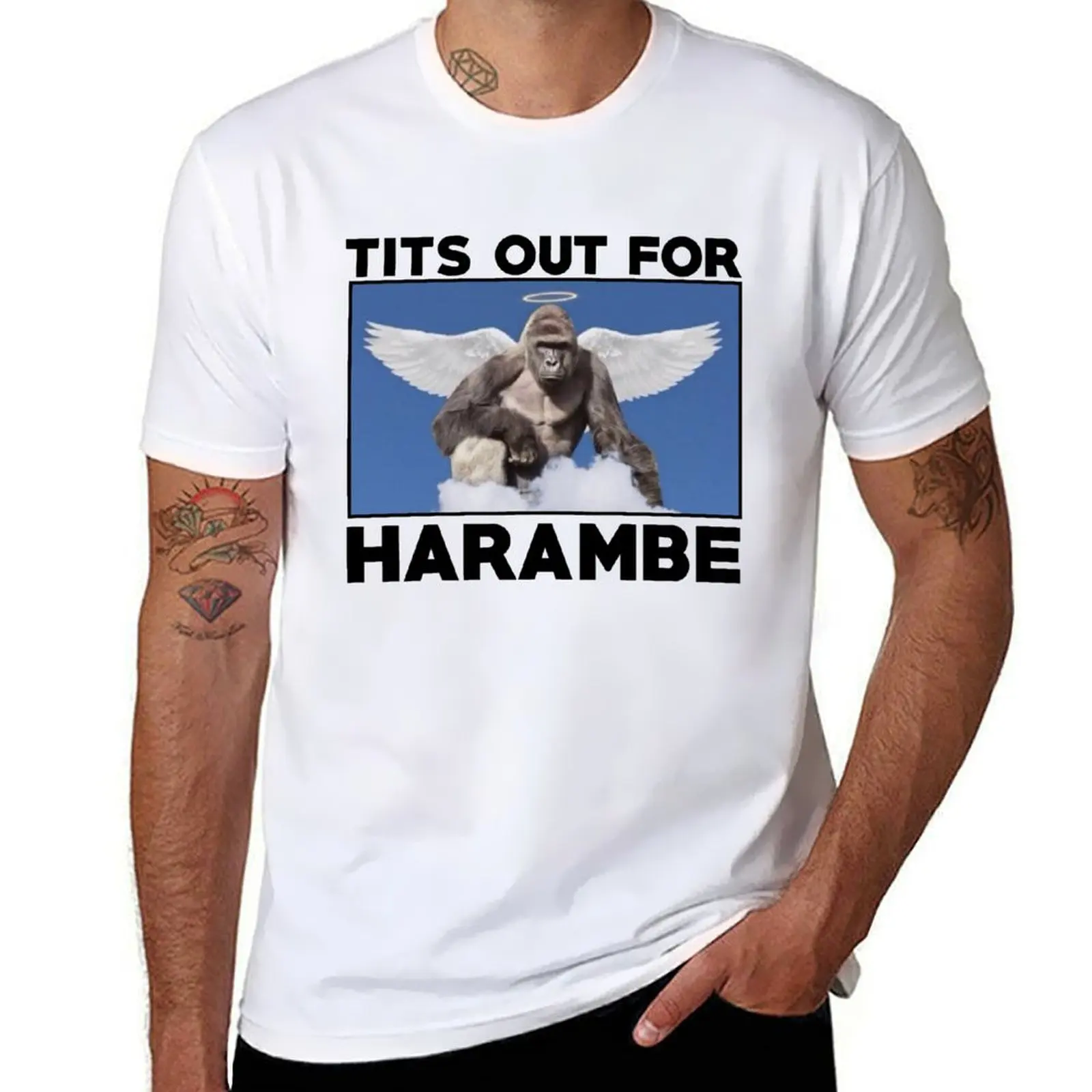 

Tits out for HARAMBE T-Shirt man t shirt cotton high quality t shirt man plain man t shirt designer T-shirt