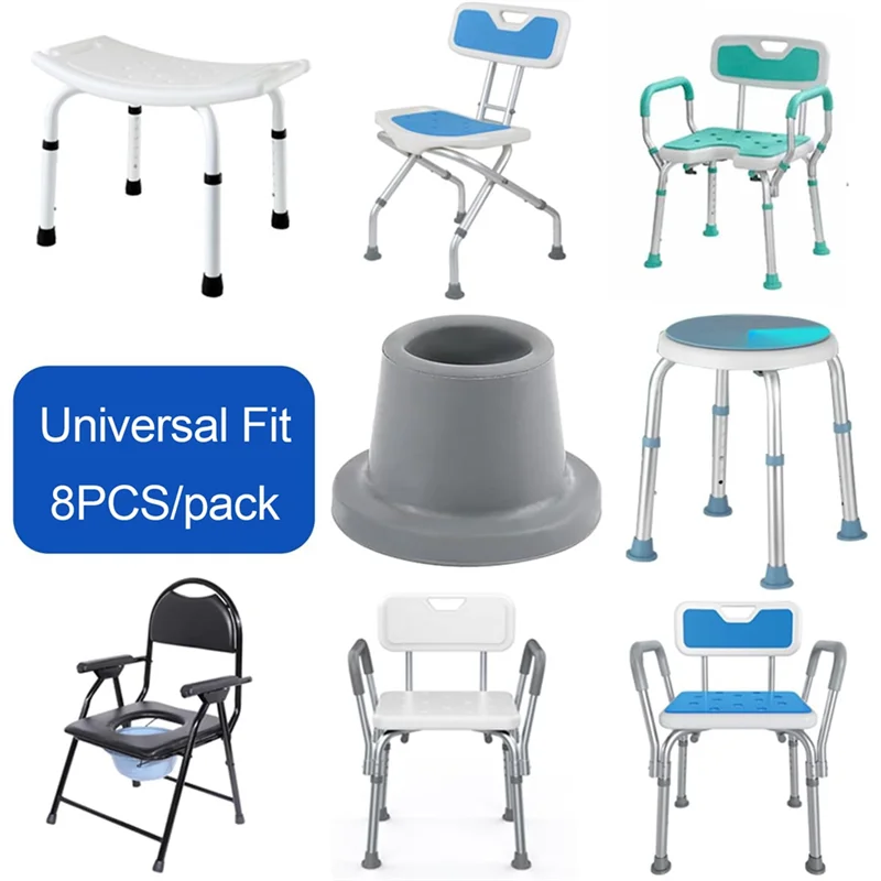 

A01F-8Pcs Сменные ножки для стула для душа, сиденья для ванны, резиновые наконечники, нескользящая скамейка для душа и ножки на присоске для переноса ванны