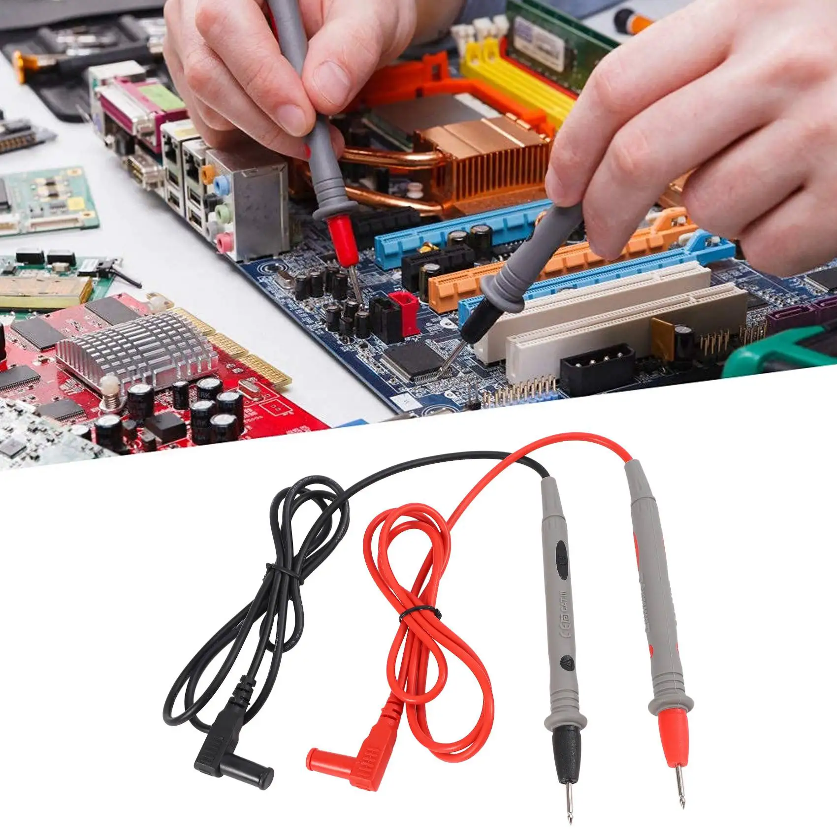 กําลังมาแรงตอนนี้ 1 คู่สายไฟทดสอบสายเคเบิลสําหรับโวลต์มิเตอร์ Ohmmeter มัลติมิเตอร์ Amperemetre