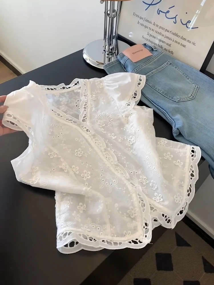 Suéter Ligero de Verano para Mujer, con Bordado, Escote en V, Estilo Holgado, de Guangzhou Thirteenth Fac High G...