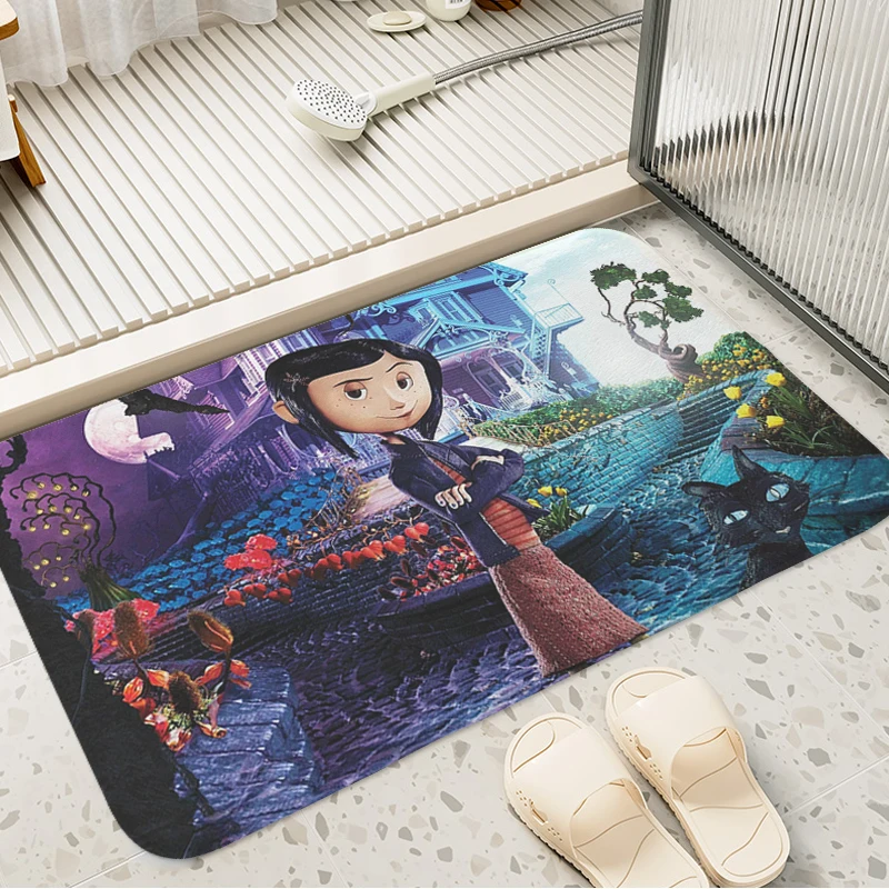 

Bathroom Foot Mat T-Coraline Carpet Entrance of House Custom Doormat Living Room Kitchen Hallway Bedroom Rug Slip-resistant Home