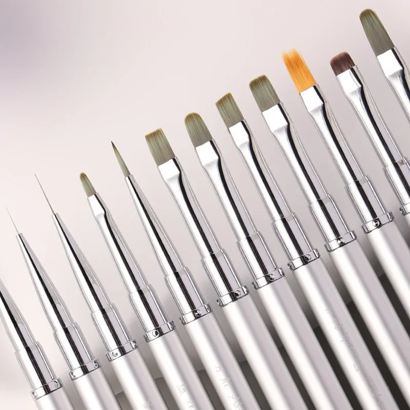 

1/6PCS Double Head Metal Handle Nail Brush Liner Brush Painting Pen Gel Brush Crystal Nail Art Manicure