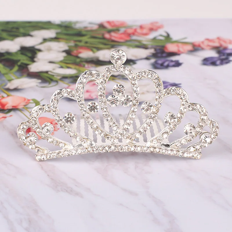 Children Large Hair Comb Tiara Crown Luxurious Hair Accessories Pageant Ornaments for Birthday or New Year Gifts