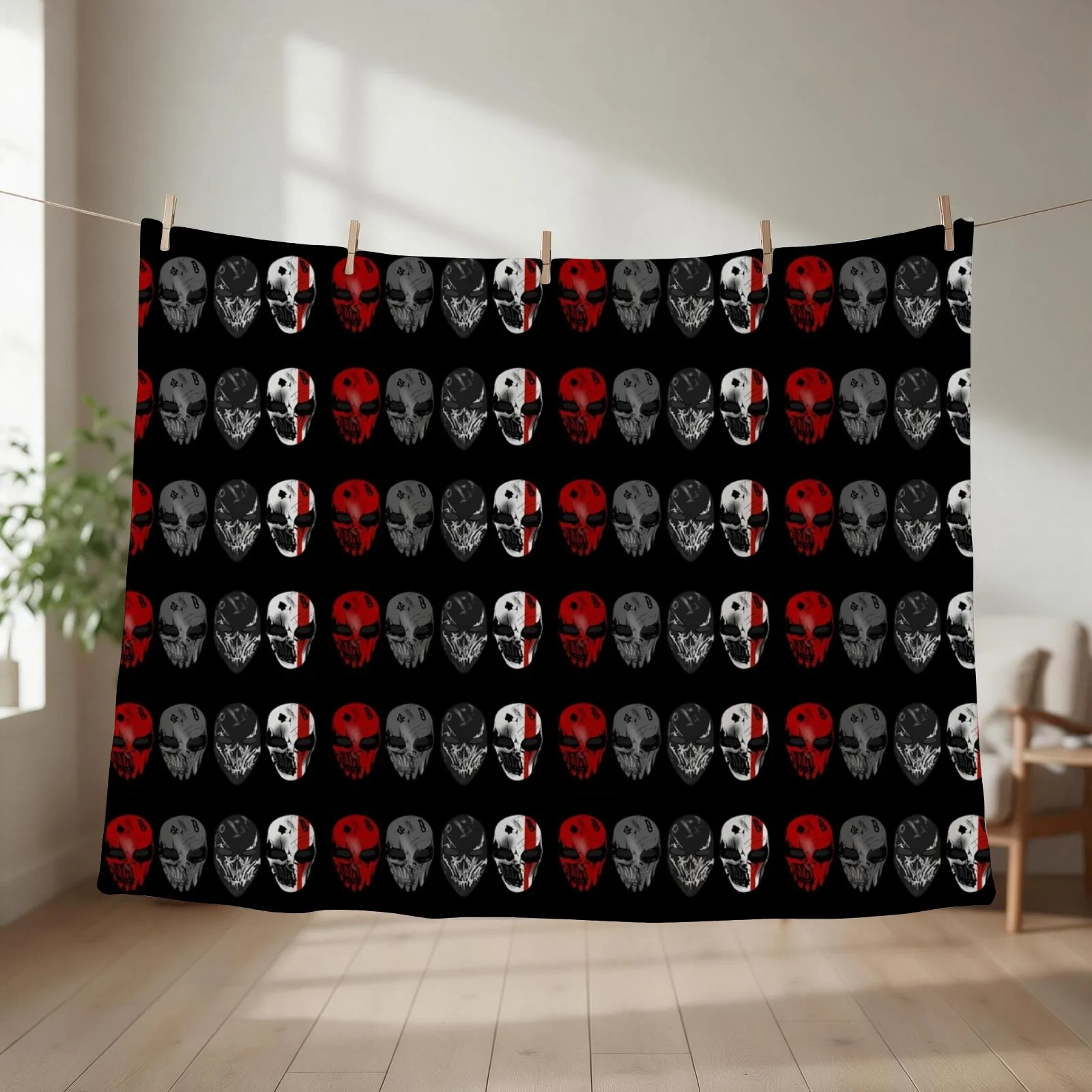 Devils night masks Throw Blanket couch cozy soft plush fuzzy picnic outdoor blanket