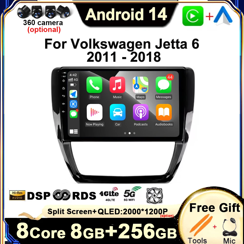 Android 14 Auto Radio For VW Volkswagen Jetta 6 2011 2012 2013 2014 2015 2016 2017 2018 4G Car Multimedia GPS Navi auto radio