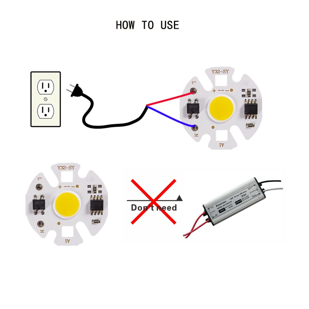 Cob Led Chip Lights Spotlights Lamp 220v Smart 3w 5w 7w 9w 10w 12w Lamp For Flood Light Rectangular No Need Driver Lampara