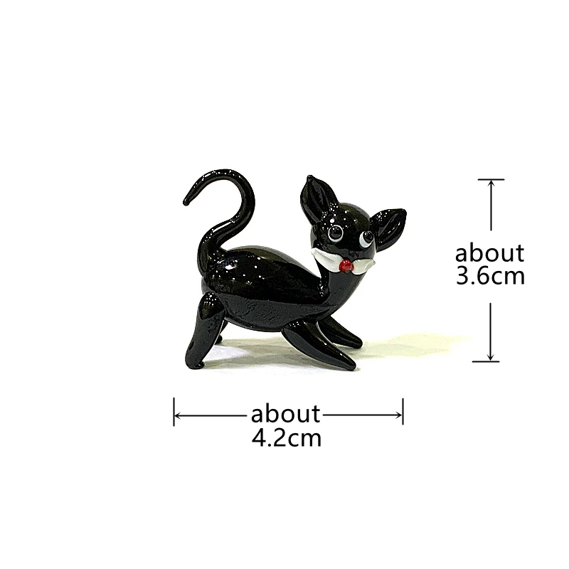 Mini Glass Cat Figurine Cute Tiny Animal Statue Ornament for Home Tabletop Indoor Room Decor Collection Festival New Year Gifts