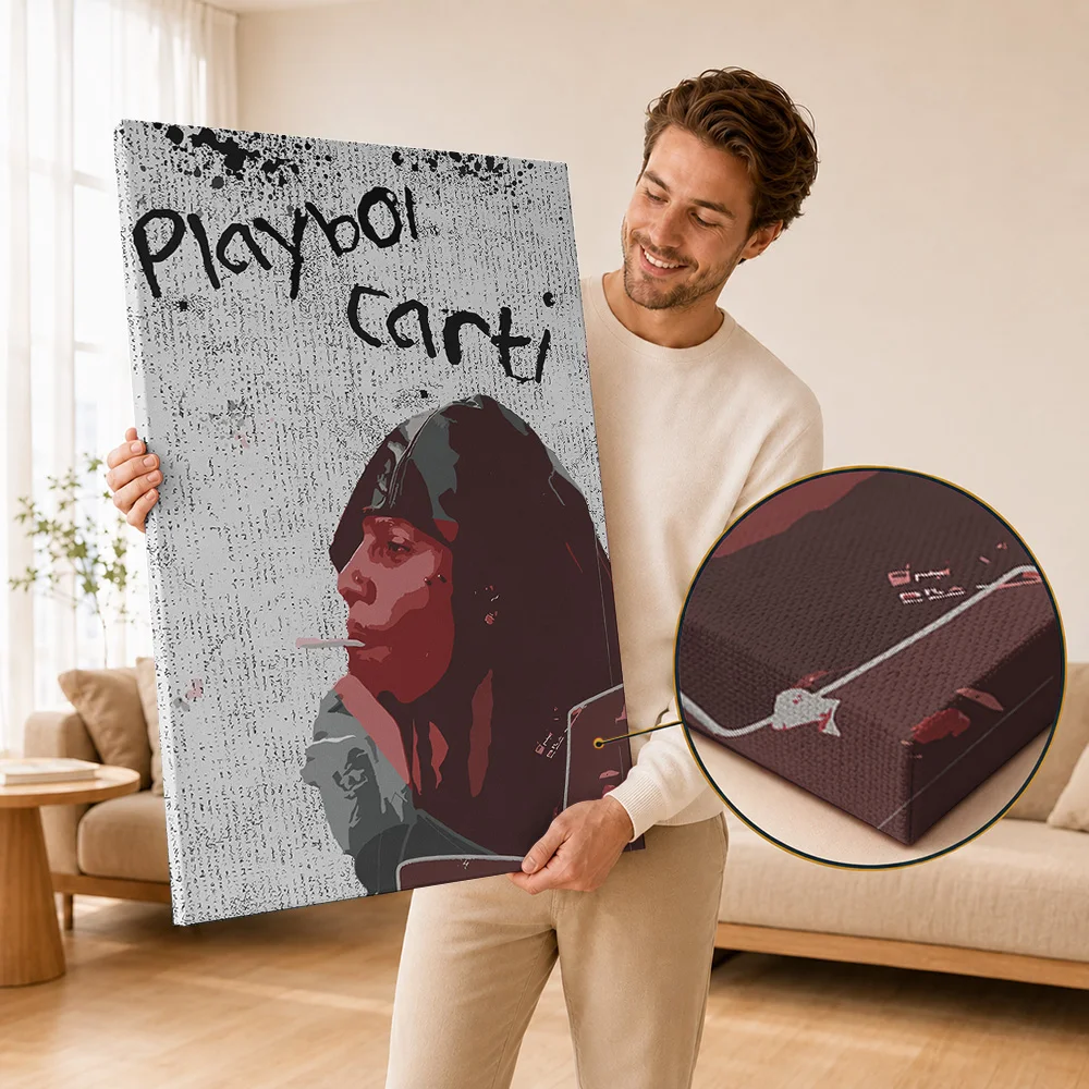 Playboi Carti Canvas Print Poster Customized Photo With Urban Hip Hop Portrait Style Wall Art For Bedroom Studio Rap Fan Gift