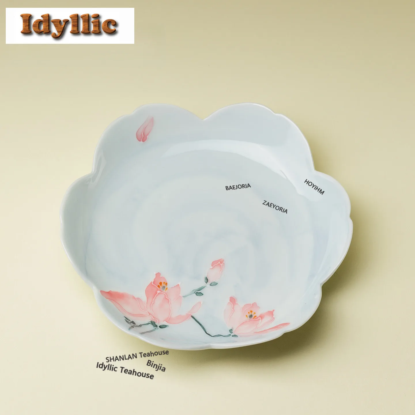 HOYIHM Hand-painted Misty Magnolia Pot Bearing Holder Teaware Tray Dry Soaking Table Tea Tray Coasters Tableware Ornaments Gifts