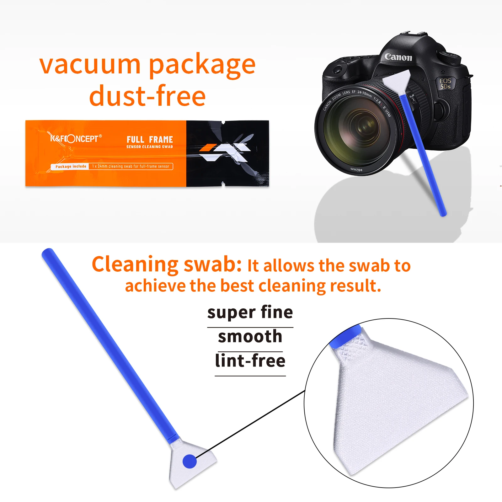 K&F Concept Cleaning Swab Full Frame Sensors 10PCS Individually Vacuum Packed Swabs Brush For DSLR Digital Camera