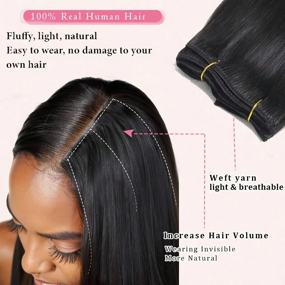 클립 인 헤어 익스텐션 8피스 인간 모발 브라질 스트레이트 클립 인 내추럴 블랙 컬러 여성용 다양한 사이즈 제공