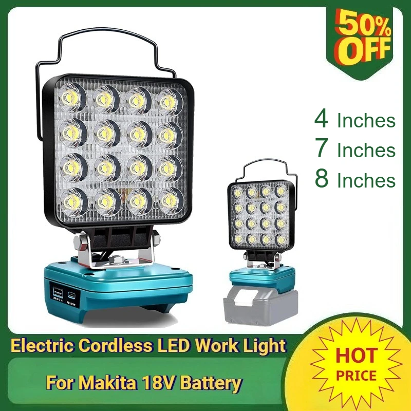 

High Quality Electric Cordless LED Work Light 140° Adjustment Portable Outdoors Spotlight for Makita 18V Battery(No Battery)