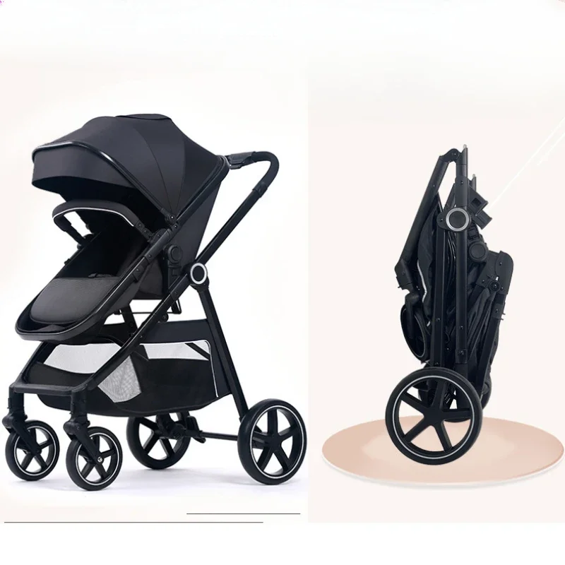 High Landscape Stroller Multifunctional Lightweight Newborn Stroller Folding Two-way Children's Stroller  Adjustable Backrest