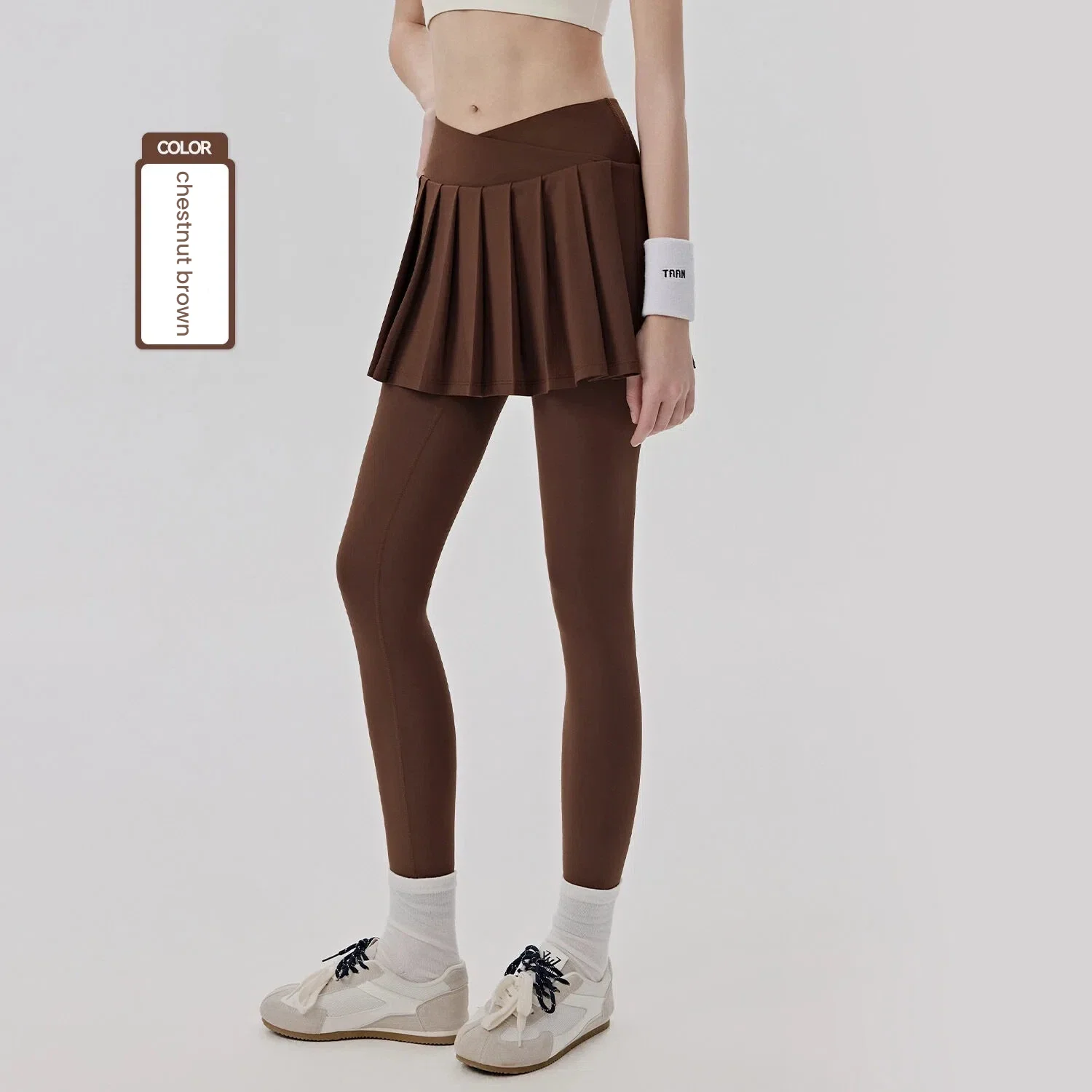 Damen Kühlende Sonnenschutz-Yogahose mit Rock, Fake-Zweiteiler, Anti-Exposure-Taschen, Pilates-Tights, Workout-Leggings für Frauen