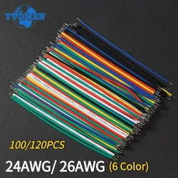Cables electrónicos estañados de 100/120 Uds., cable de puente PCB para placa de pruebas, 24AWG / 26AWG, 6 colores, rojo, azul, verde, blanco, amarillo, negro, Kit Diy