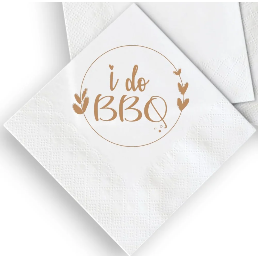 10 Stück I Do BBQ Papier-Servietten, Einweg-Tischdeko, für Verlobung, Barbecue, Hochzeit, Probeessen, Mittagessen, BBQ-Party, Gastgeschenke – Detail 2