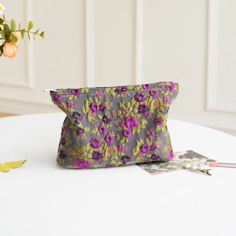 الزهور الملونة السيدات حقيبة مستحضرات التجميل سعة كبيرة حقيبة تخزين مستحضرات التجميل سستة تصميم حقيبة أدوات الزينة المحمولة ركاب حقيبة صغيرة