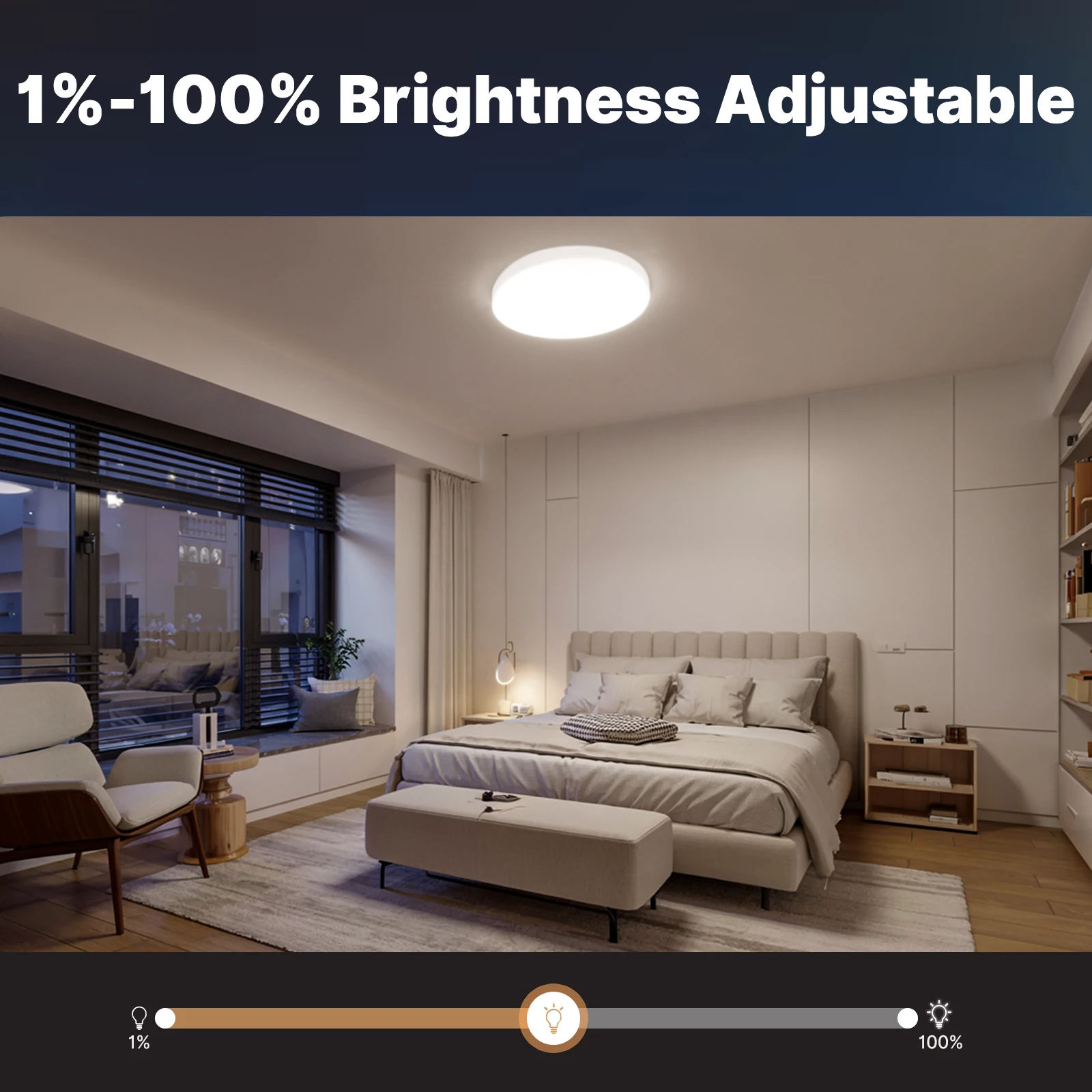 Image 3: Plafonnier LED intelligent MOES Tuya Zigbee, lampe d'ambiance, température de couleur réglable, gradation RGB, commande vocale via application, compatible avec Alexa GoogleHome