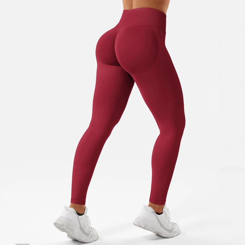 Leggings Frauen Nahtlose Leggings Gym Energy Low Rippenbund Yoga Hosen Zurück Scrunch Booty Strumpfhosen Hosen