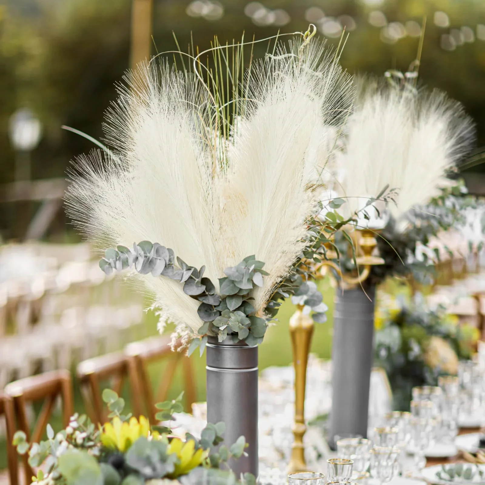 Artificial Pampas Flowers 10pcs Boho Home Decor Bouquet Party Wedding Centerpieces DIY Accessories Fake Flower Reed Pampas Grass