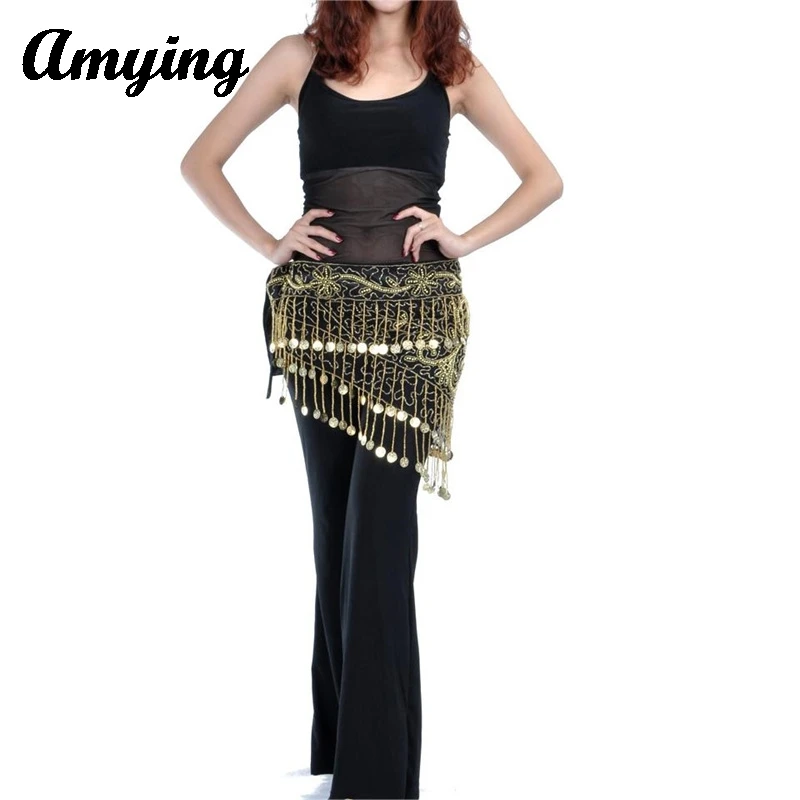 Women Belly Dance Hip Scarf 150 Four Corner Star Coin Mesh Waist Chain Belly Dance Waist Chain Dance Clothing Hip Scarf Skirt