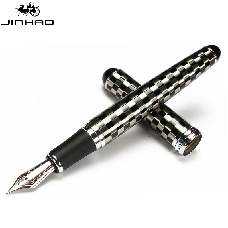 Imagem -03 - Jinhao Metal Fountain Pen Canetas de Tinta de Aço para Presente Material de Escritório Material Escolar Silver Clip Estilo Clássico 0.5 mm Nib X750