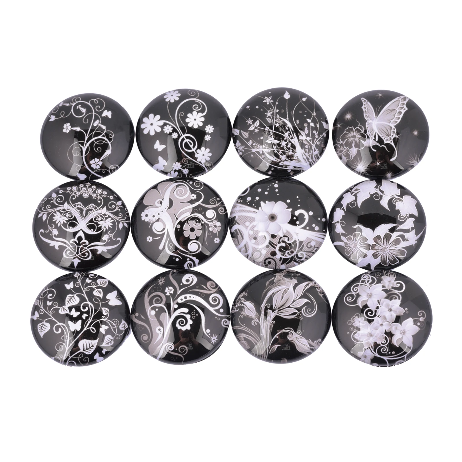 onwear Mix white flower photo round glass cabochon 12mm 14mm 18mm 20mm 25mm 30mm diy flat back handmade jewelry findings