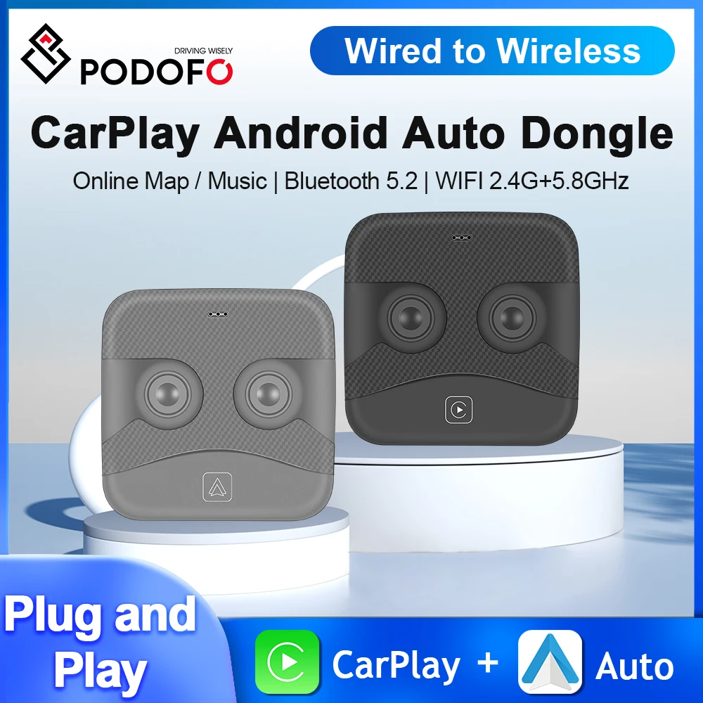 

Podofo Carplay Box Android Auto AI Box Wireless Carplay Adapter Wireless Android Auto Bluetooth WIFI AI Voice For Audi Benz VW