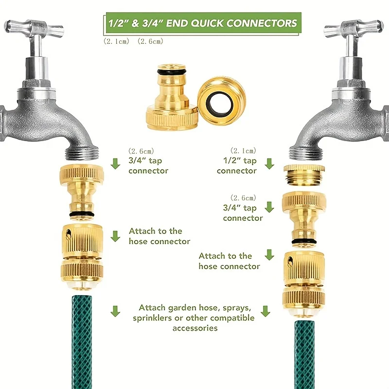 6/10pcs EU Standard Aluminum Hose Connector Set - 1/2'' & 3/4'' Tap Fitting + 1/2''(13-16mm) Quick Connect for Garden Pipes