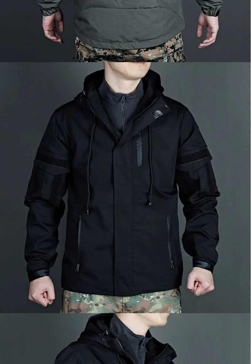 Taktischer Trenchcoat für Herren, Winter, wasserdicht, winddicht, Tarnjacke, Outdoor-Training, Assault, Militärmantel, warm – Detail 12