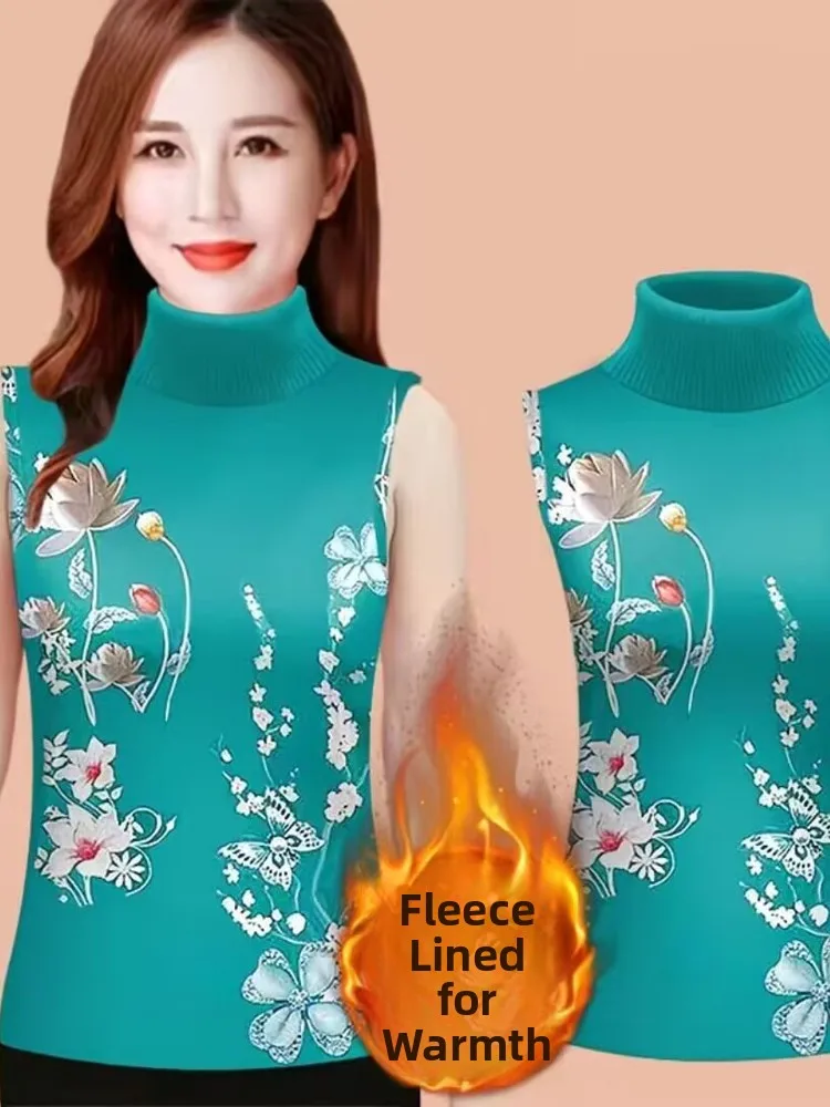 Caldo gilet da donna a collo alto 2025 Nuovo coreano Sle Fce Thiening Winter Faion Stampa casual Design asimmetrico