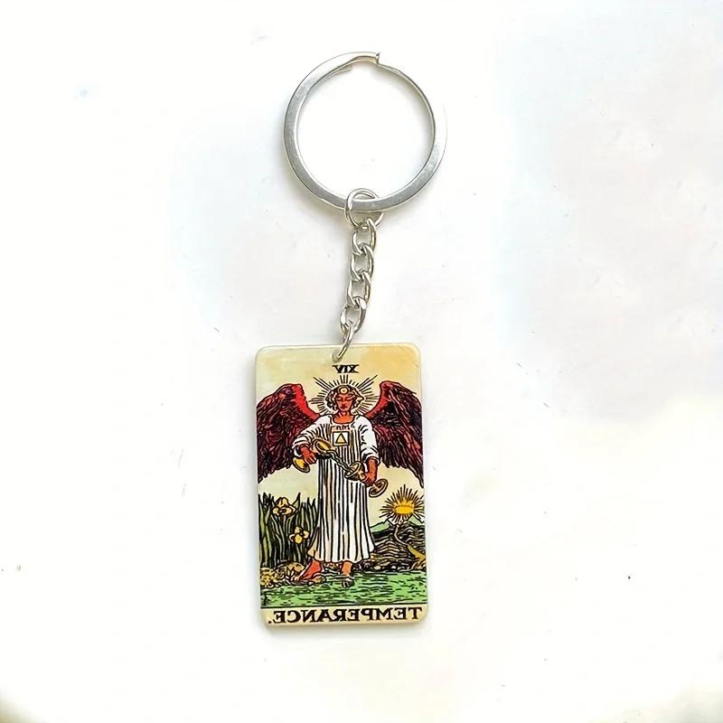 Acrylic Sun Moon Tarot Card Game Keychains For Friend New Creative Funny Devil Oracle Cards Pendent Bag Box Car Key Ring Jewelry