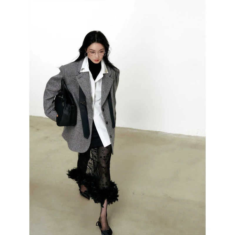 

Women's Autumn Loose Casual Versatile Coat Female Clothing Shpmishal 2025 Korean Fashion Retro High-end New Suit Jacket